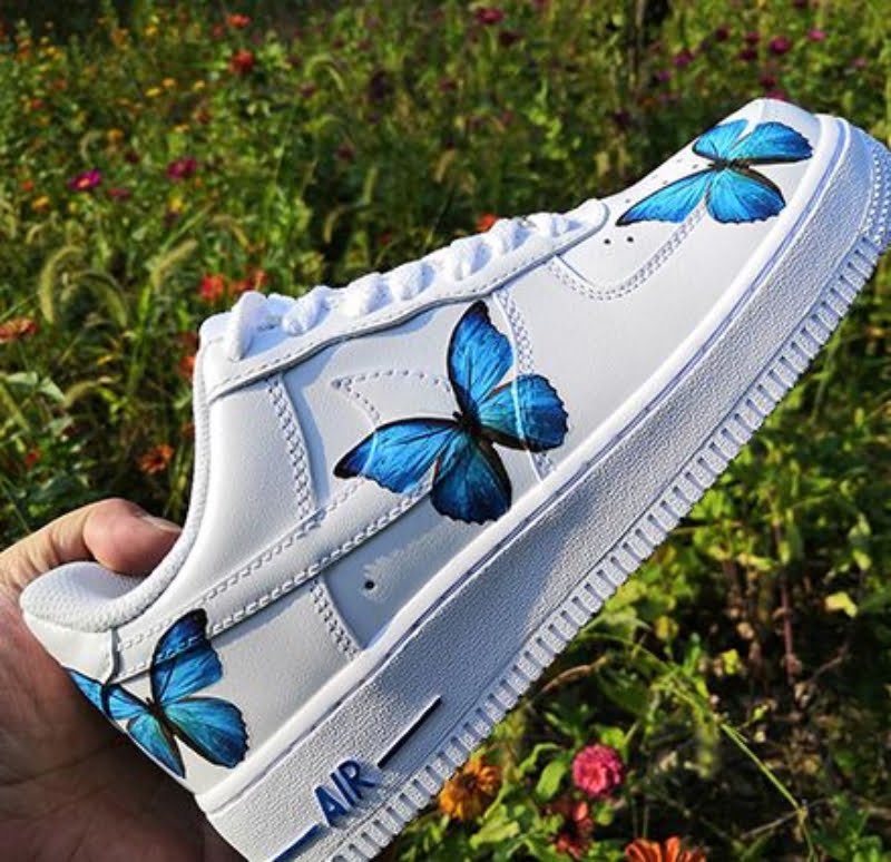 Custom Nike Air Force 1 Blue Butterfly