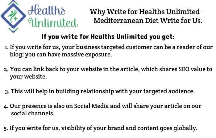 Why Write for Healths Unlimited –  Mediterranean Diet Write for Us.