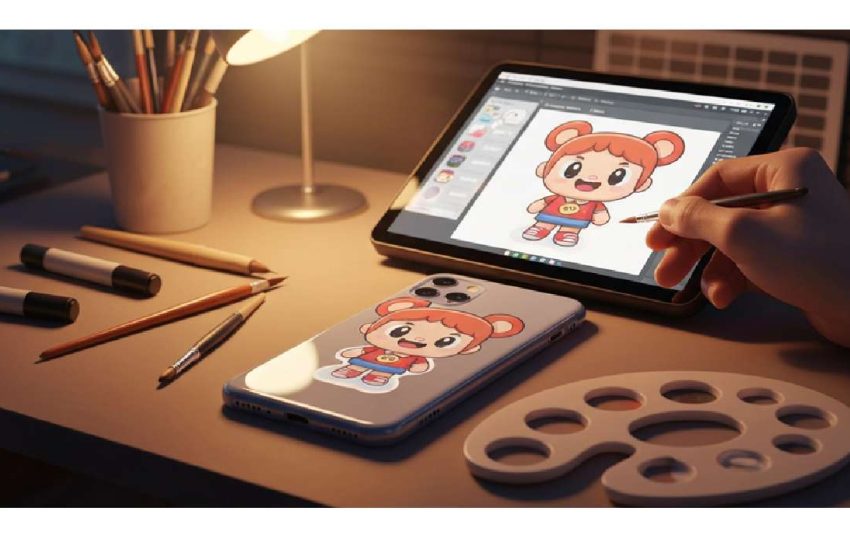  Pasting their cartoon to form over bags and case.